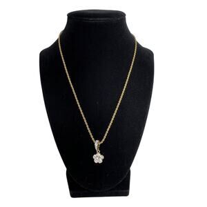 SWAROVSKI Gold Tone Crystal Flower Pendant Necklace Womens 18in